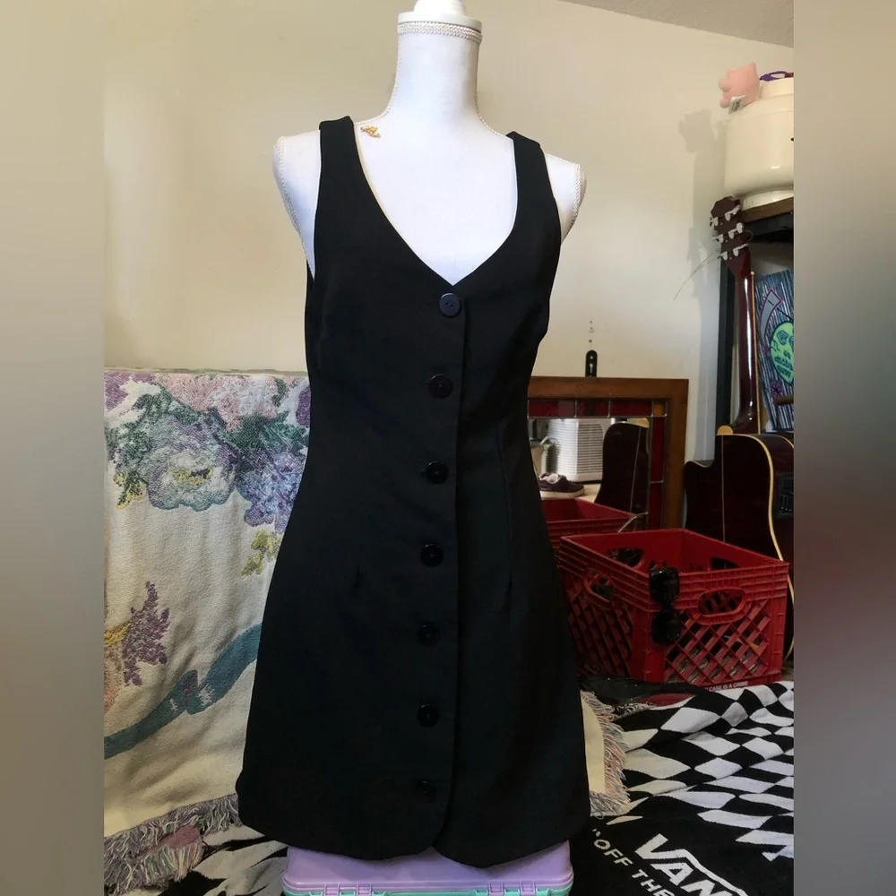 Cooperative Black Sleeveless Button-Front Mini Dress